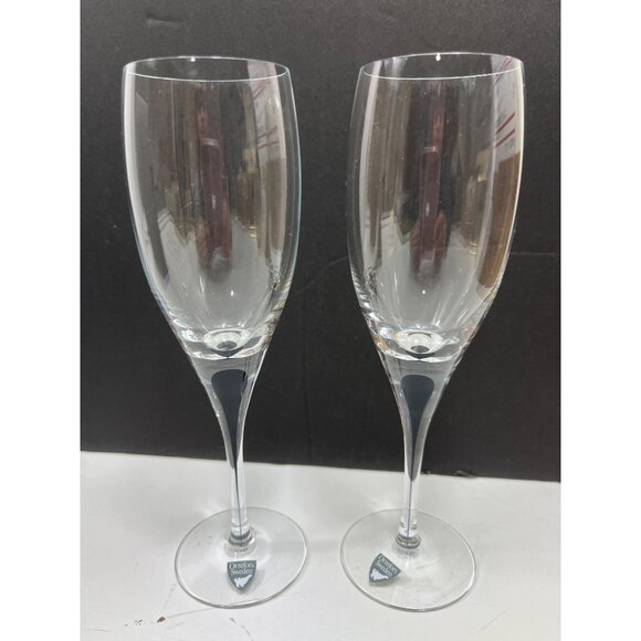 Orrefors Sweden Crystal Champagne Flutes In Box Set Of 2 Elegant Stemware C1 - Picture 3 of 7